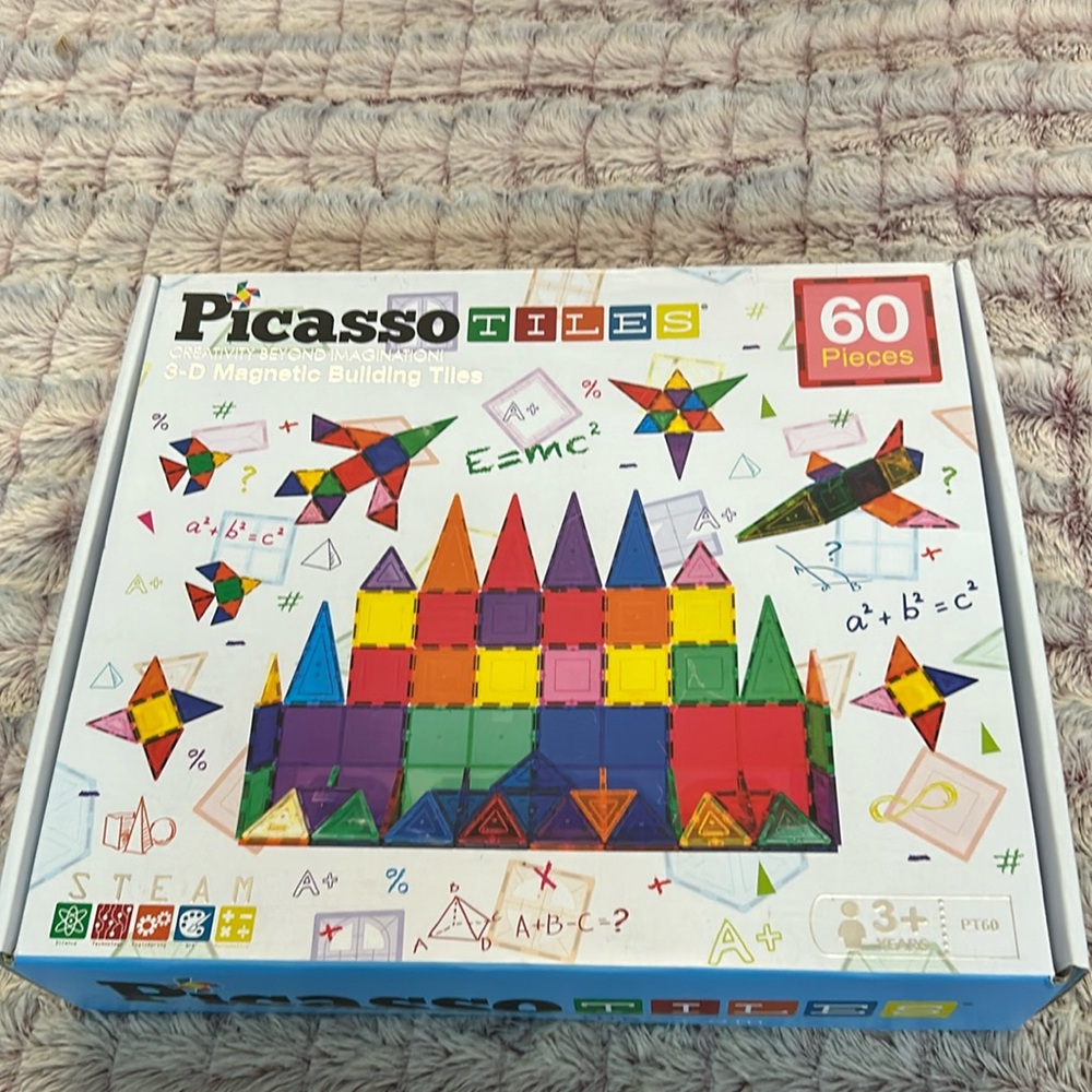 PicassoTiles 60 Piece Set 60pcs Magnet Building Tiles